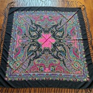 Elegant Paisley Black and Pink Scarf